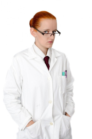 Clinician working in a research laboratory